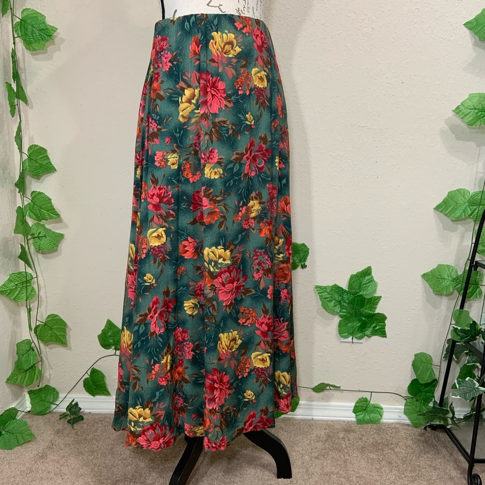 Vintage 90’s Green Floral Ankle Skirt Fairy - Picture 2 of 7